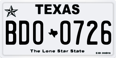 TX license plate BDO0726