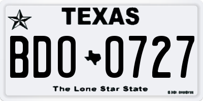 TX license plate BDO0727