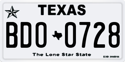 TX license plate BDO0728
