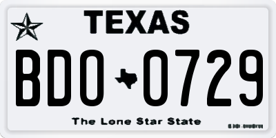 TX license plate BDO0729