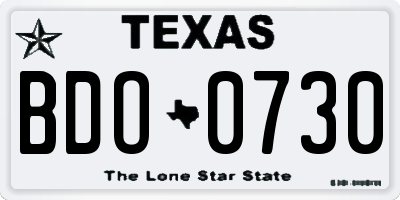 TX license plate BDO0730