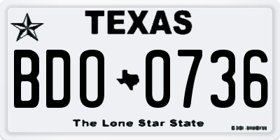 TX license plate BDO0736