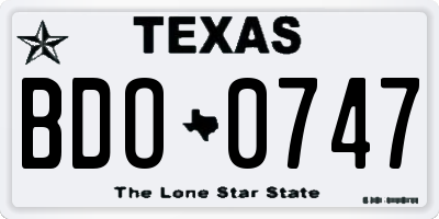 TX license plate BDO0747