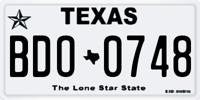 TX license plate BDO0748