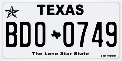 TX license plate BDO0749