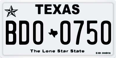 TX license plate BDO0750