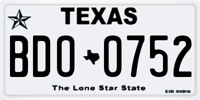 TX license plate BDO0752