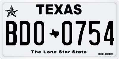 TX license plate BDO0754