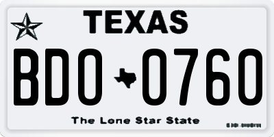 TX license plate BDO0760