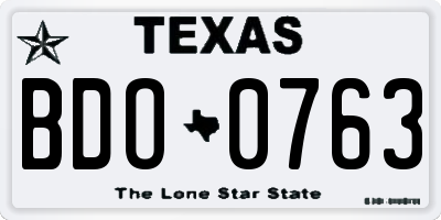 TX license plate BDO0763