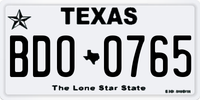 TX license plate BDO0765