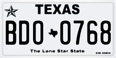 TX license plate BDO0768