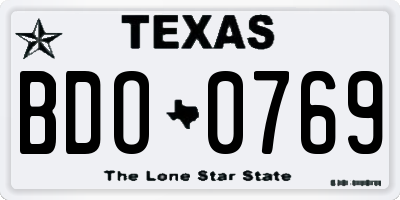 TX license plate BDO0769