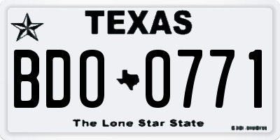 TX license plate BDO0771
