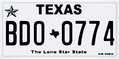 TX license plate BDO0774