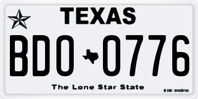 TX license plate BDO0776