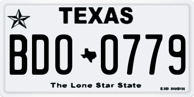 TX license plate BDO0779