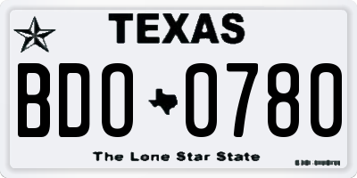 TX license plate BDO0780