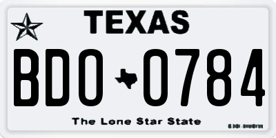 TX license plate BDO0784