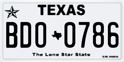 TX license plate BDO0786