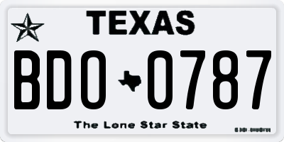 TX license plate BDO0787