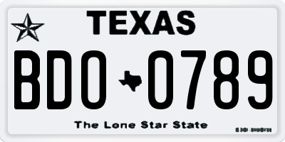 TX license plate BDO0789