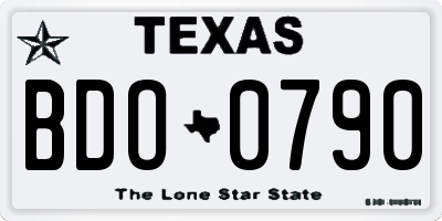 TX license plate BDO0790