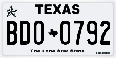 TX license plate BDO0792