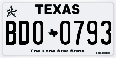 TX license plate BDO0793