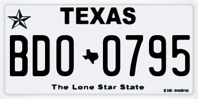 TX license plate BDO0795