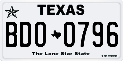 TX license plate BDO0796