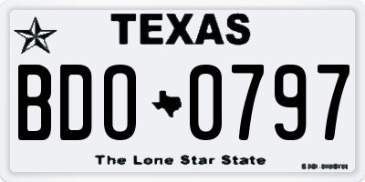 TX license plate BDO0797