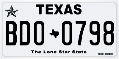 TX license plate BDO0798