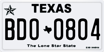TX license plate BDO0804
