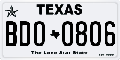 TX license plate BDO0806