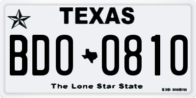 TX license plate BDO0810