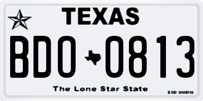 TX license plate BDO0813