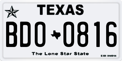TX license plate BDO0816