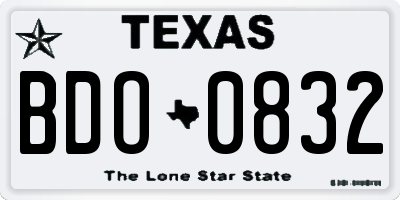 TX license plate BDO0832