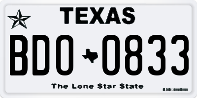 TX license plate BDO0833