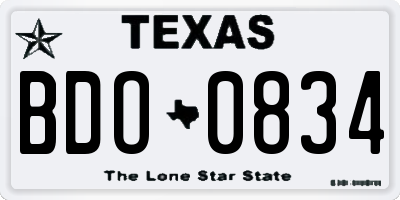 TX license plate BDO0834