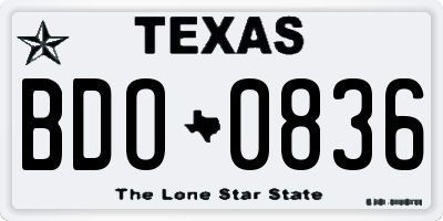 TX license plate BDO0836