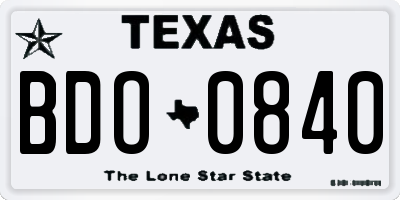 TX license plate BDO0840