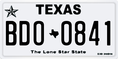 TX license plate BDO0841