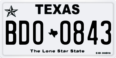TX license plate BDO0843