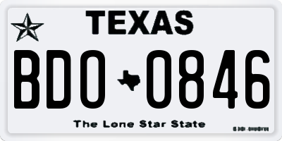 TX license plate BDO0846