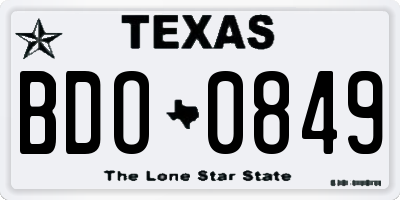 TX license plate BDO0849