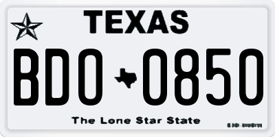 TX license plate BDO0850