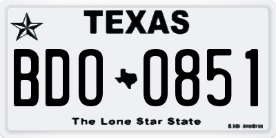 TX license plate BDO0851