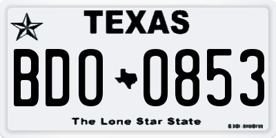 TX license plate BDO0853